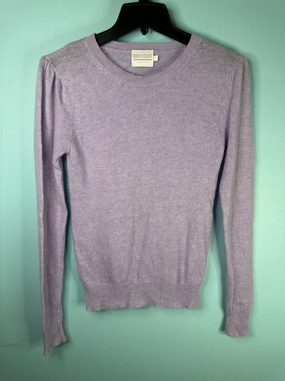 Brodie cashmere sweater lavender Lilac long-sleeve knit jumper crew neck XS